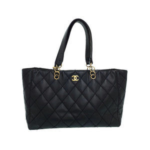 Chanel Matelasse Wild Stitch Chain Tote Bag Black